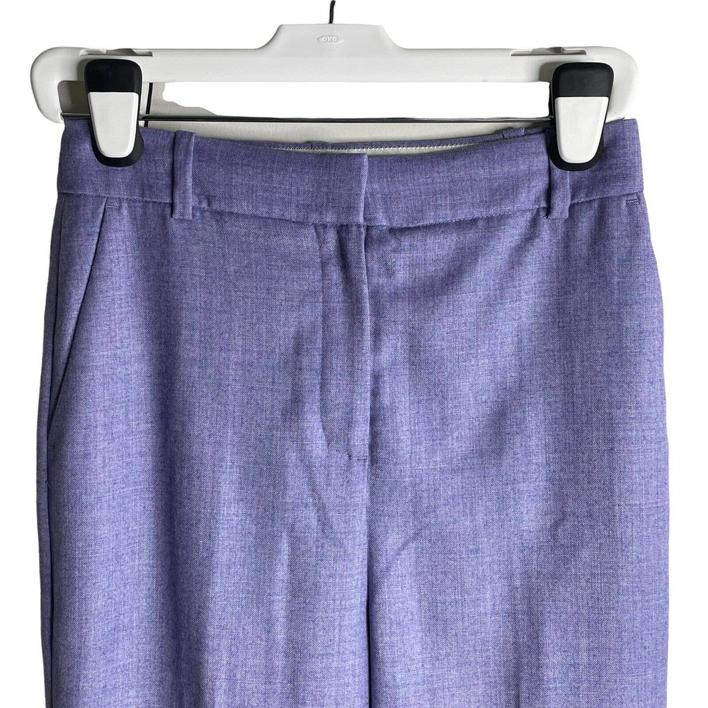 J. Crew Heathered Blue Lavender Trouser 4 High Rise Wool Blend Flannel Pants - Picture 4 of 8